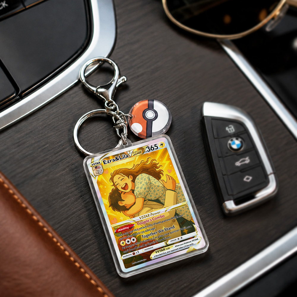 50% OFF💗Personalized Couple Photo Anime Art Card Pokecard Keychain