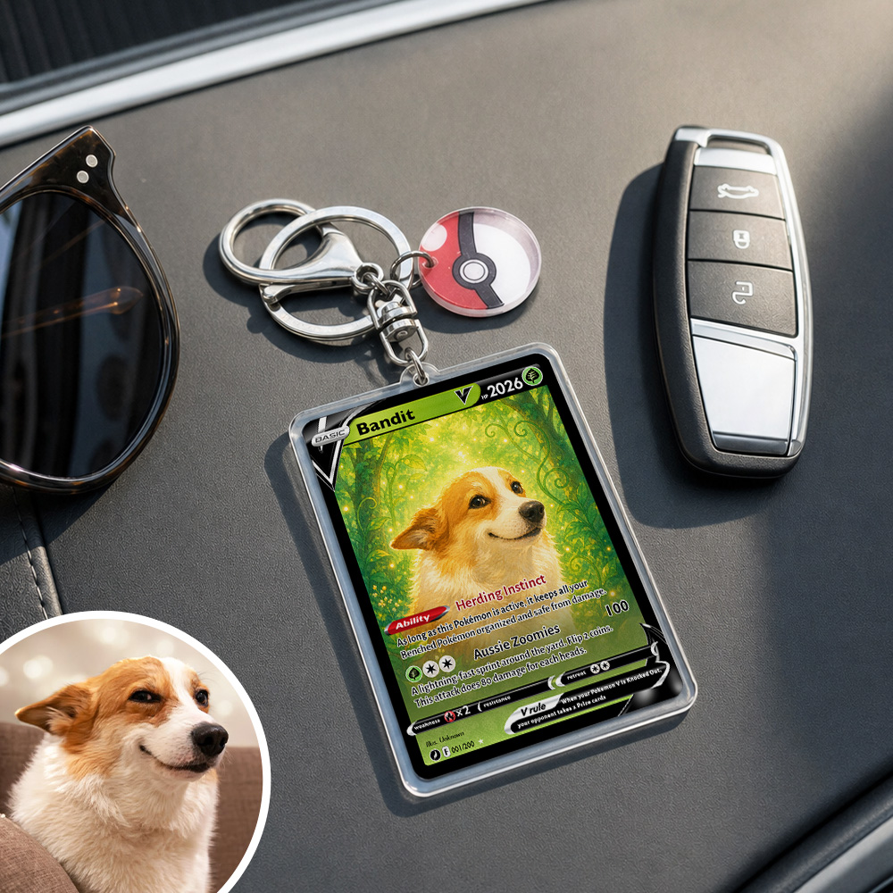 50% OFF🐶Personalized Pet Photo Anime Art Card Pokecard Keychain
