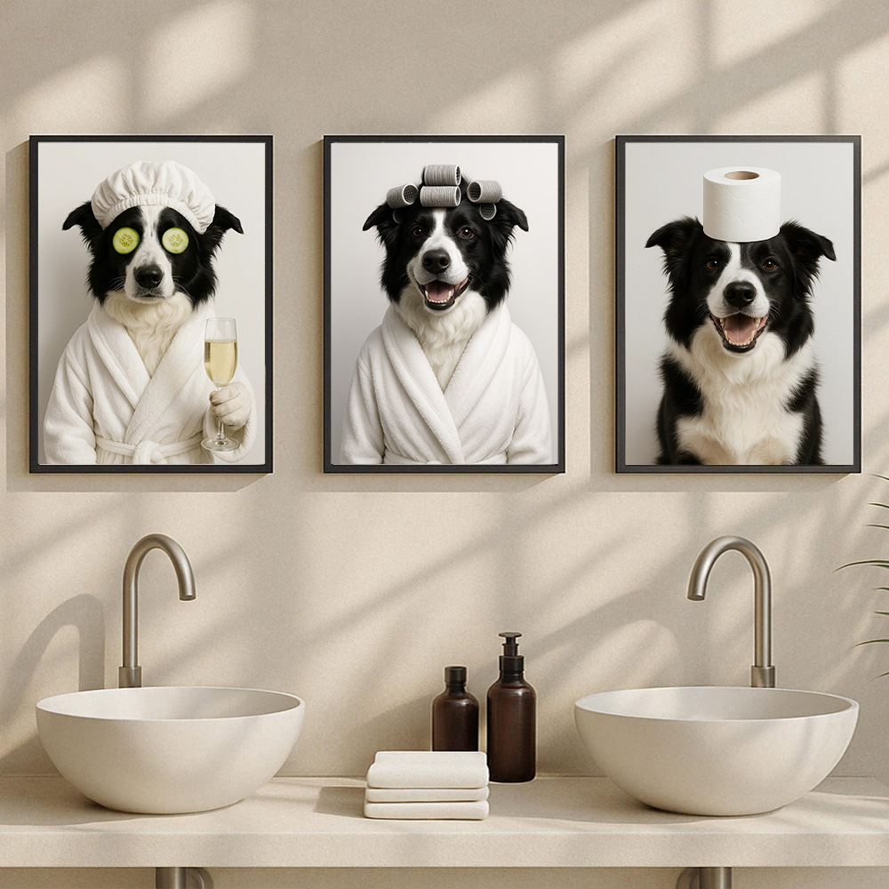 50%OFF⭐️Custom Pet Portraits, Dog In Toilet, Pet in Bathtub Frame Gift, Bathroom Art