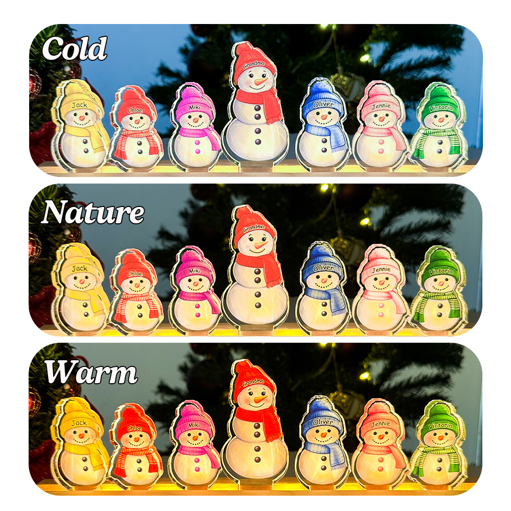 50%OFF✨Custom Mom's Single Snowman&Name 3D 15mm Thick Crystal Acrylic Light☃️