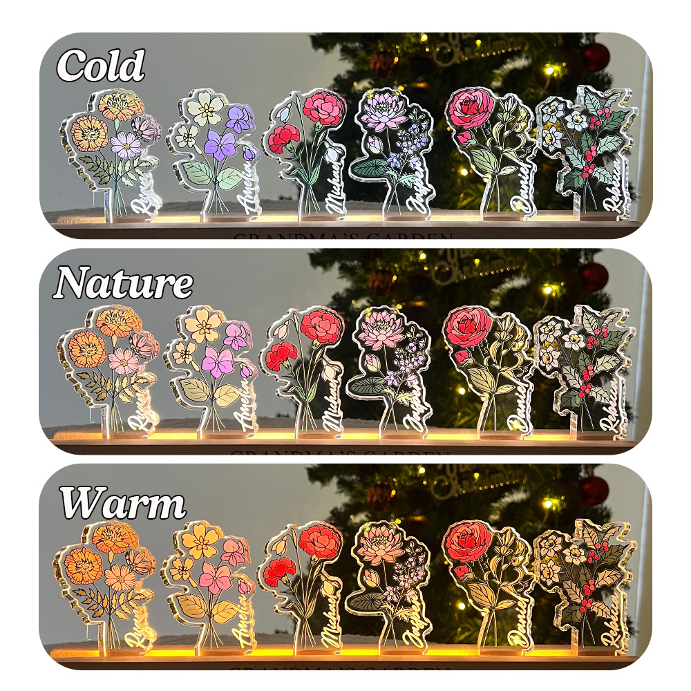 50%OFF✨Custom Birthflower Mom's Garden 3D 15mm Thick Crystal Acrylic Light