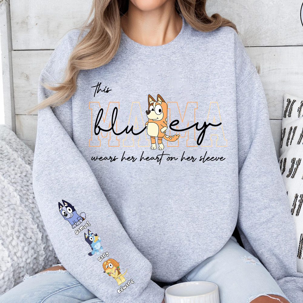 Custom MAMA Bluey Crewneck/Hoodie, With Kids Names