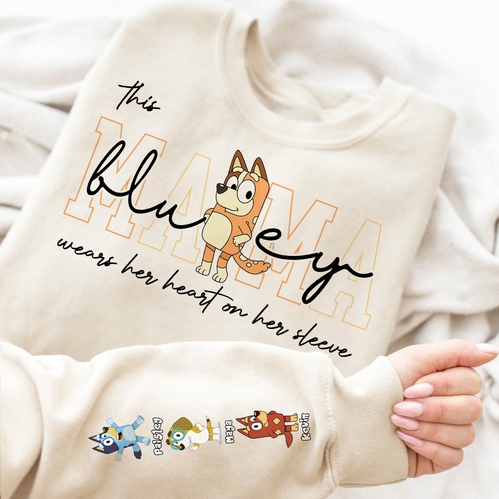 Custom MAMA Bluey Crewneck/Hoodie, With Kids Names