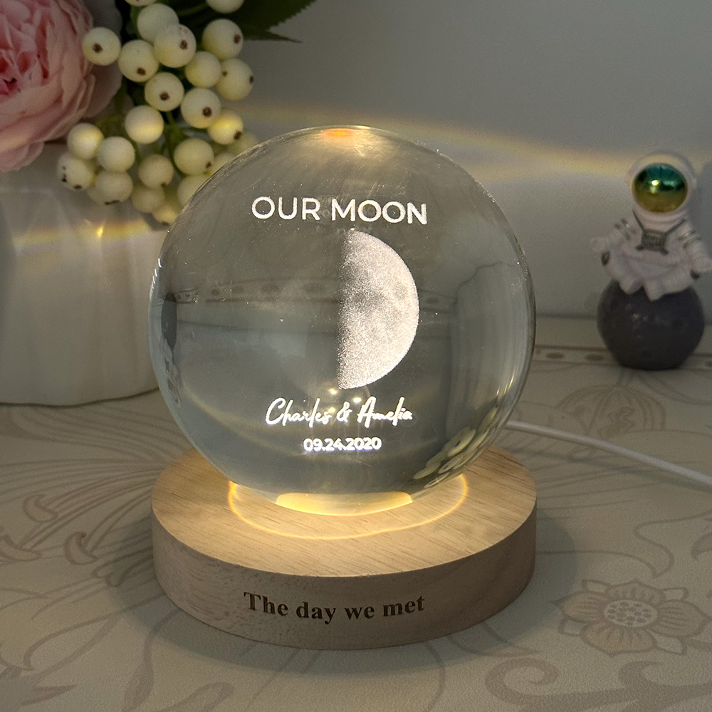 50% off🌕Our Moon Custom Real Moon Phase Crystal Ball LED Night Light