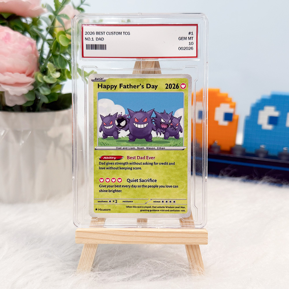 Custom "Best Dad Ever" Trading Card Pokecard  with Character