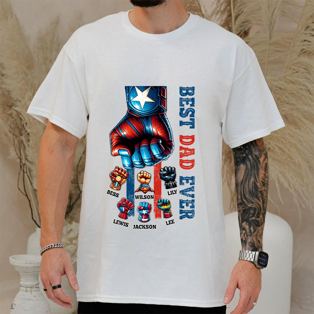 50% OFF🦸Custom Superhero Fist Bump Best Dad Ever T-shirt/Crewneck/Hoodie