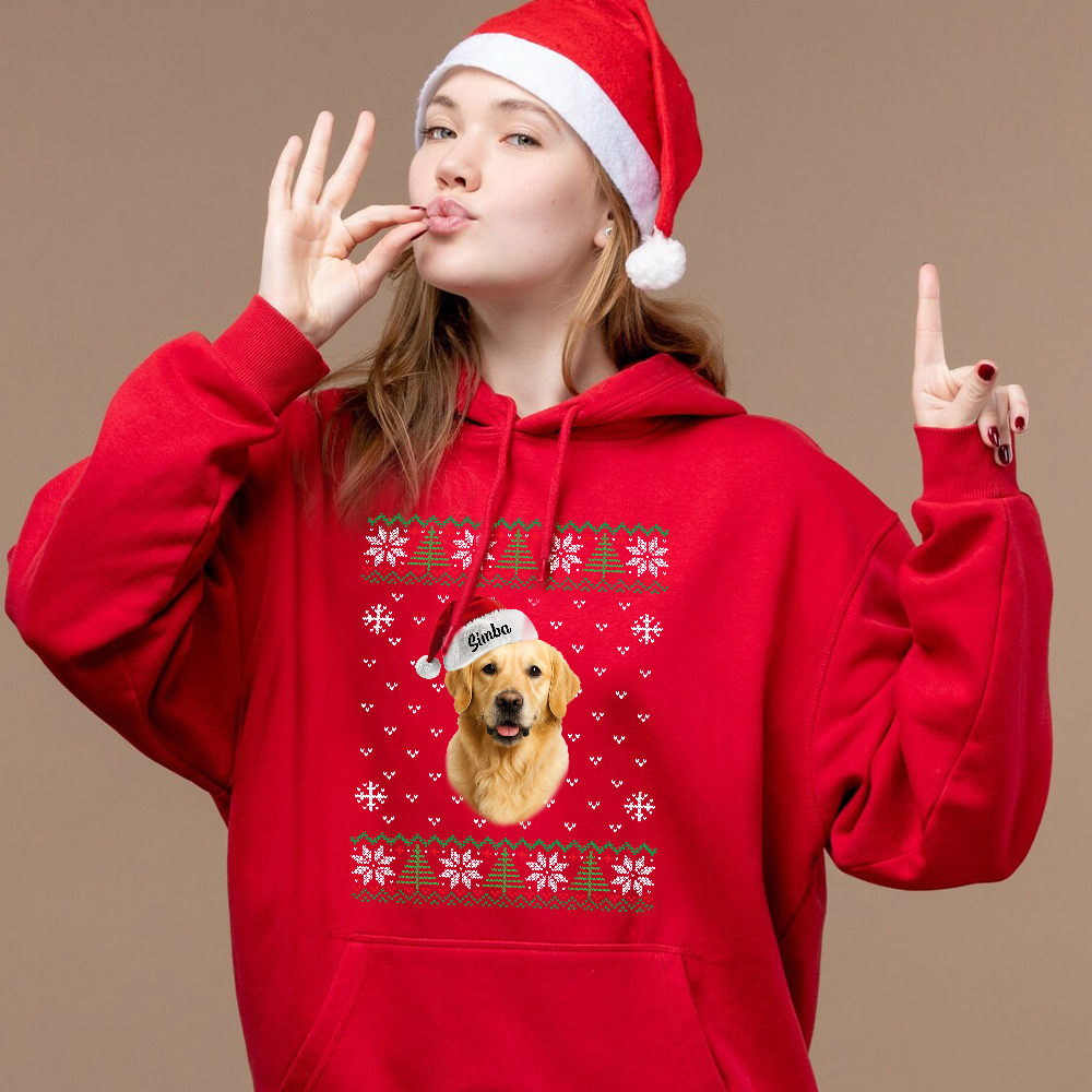 Custom Pet Christmas Ugly Sweater, Custom Dog Name HoodieShirt/Crewneck/Hoodie