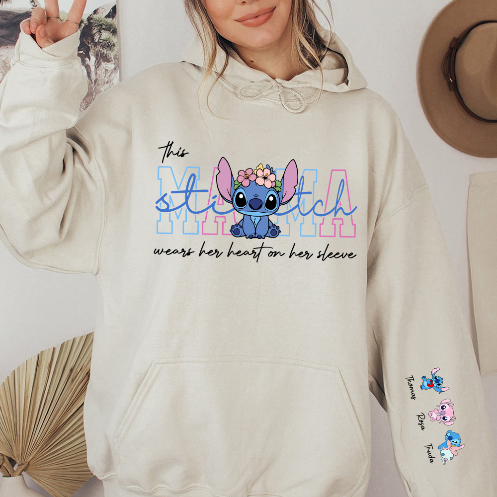 Custom MAMA Stitch Crewneck/Hoodie, With Kids Names