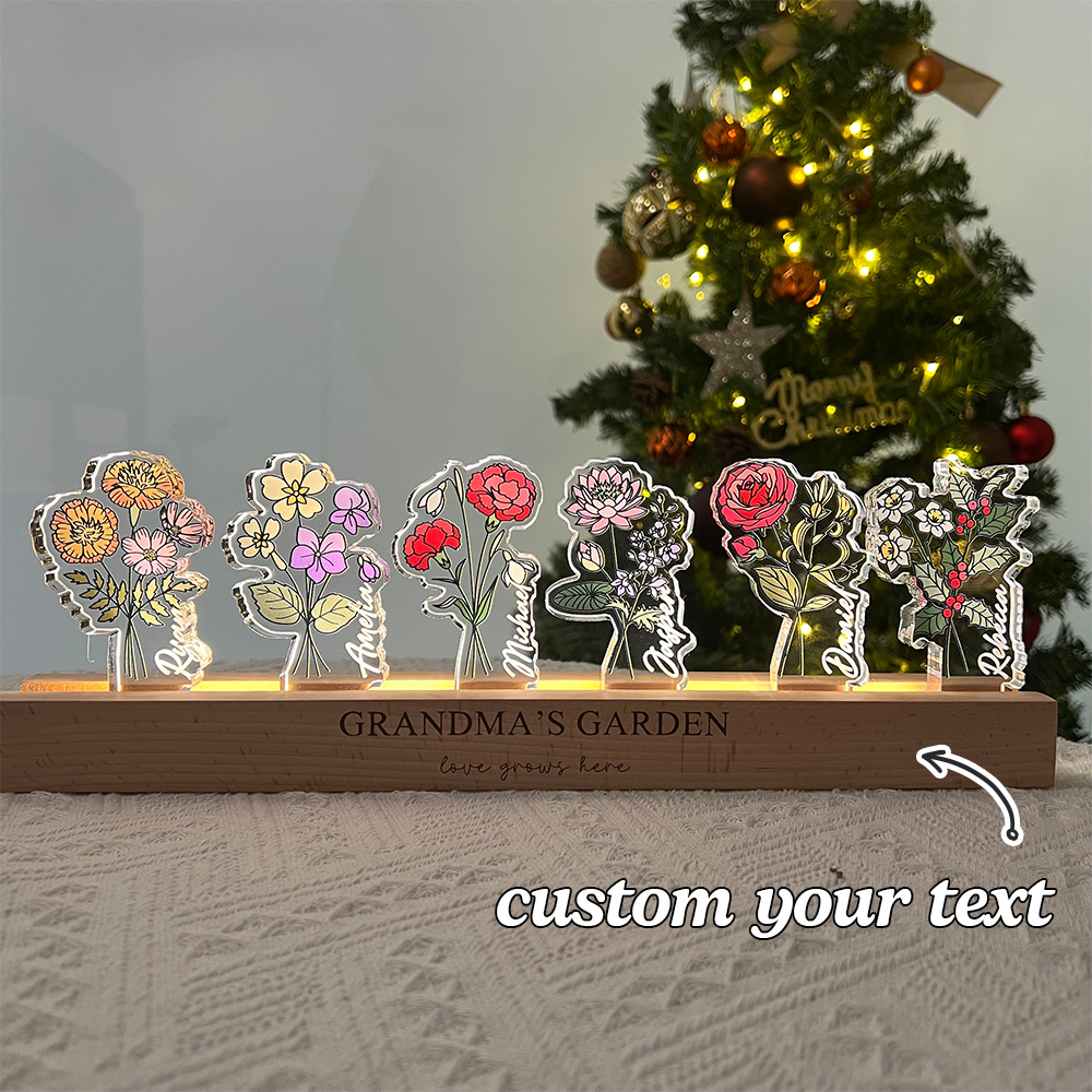 50%OFF✨Custom Birthflower Mom's Garden 3D 15mm Thick Crystal Acrylic Light
