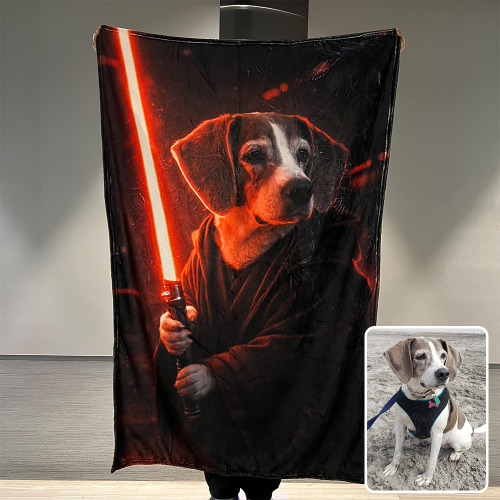 Custom Lightsaber Galactic Hero Pet Portrait Blanket🌍