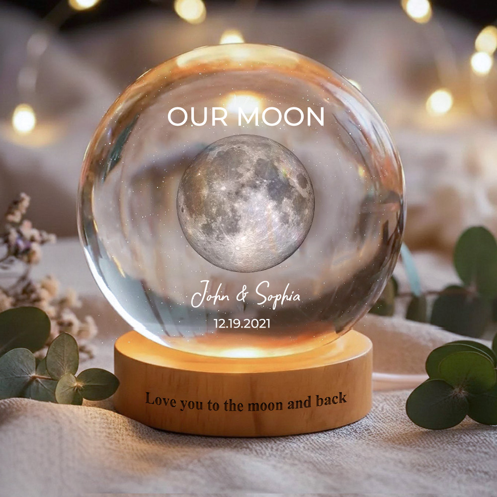 50% off🌕Our Moon Custom Real Moon Phase Crystal Ball LED Night Light