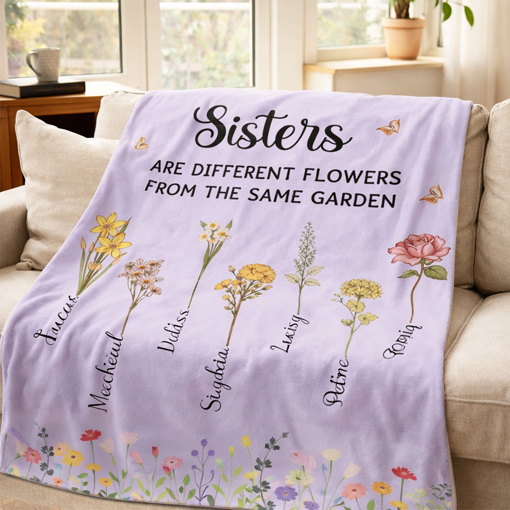 50%OFF⭐️Custom Sisters Month Birth Flower&Name Blanket