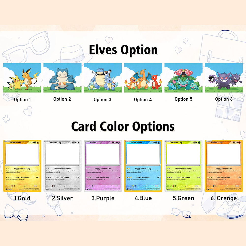 Custom "Best Dad Ever" Trading Card Pokecard  with Character
