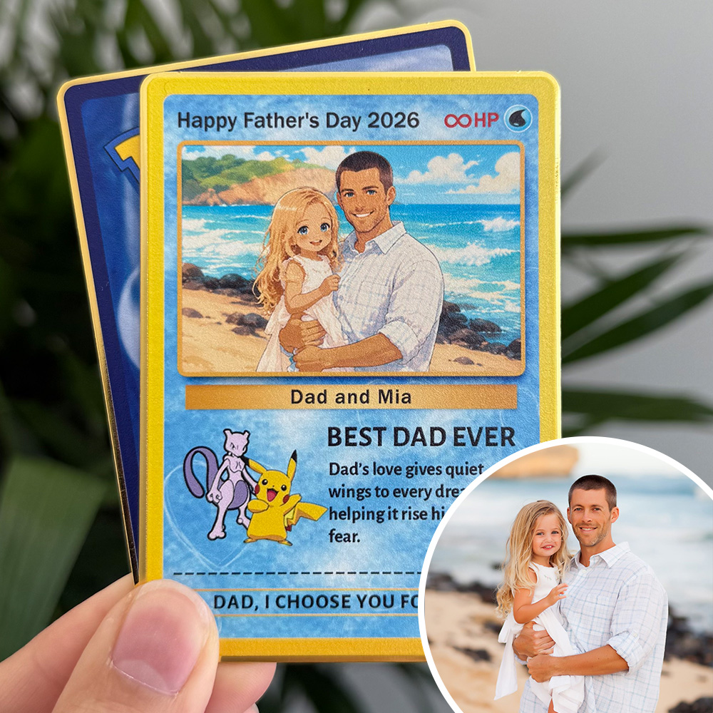 Custom Anime Photo & Sprite "Best Dad Ever" Base Set Card Pokecard