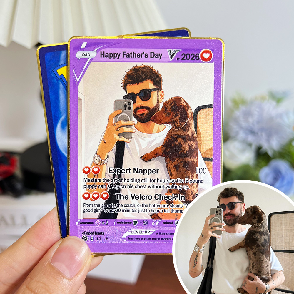 50%OFF 🐶 Custom V Pokecard Dad & Pet Photo Anime Card For Pokedad