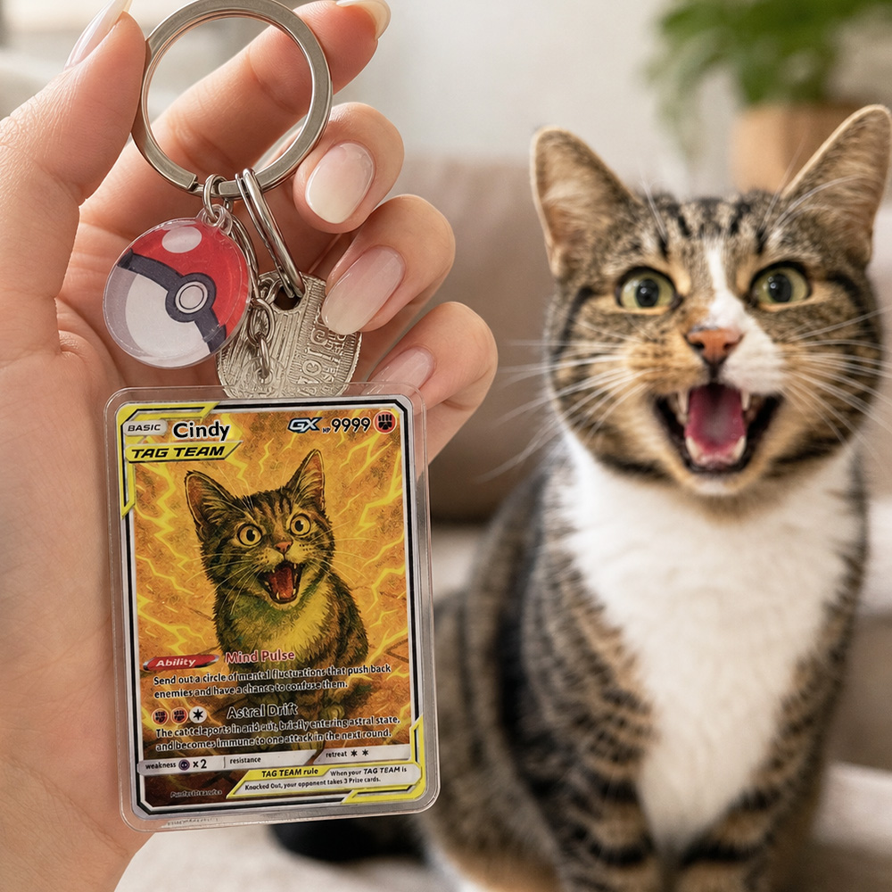 50% OFF🐶Personalized Pet Photo Anime Art Card Pokecard Keychain
