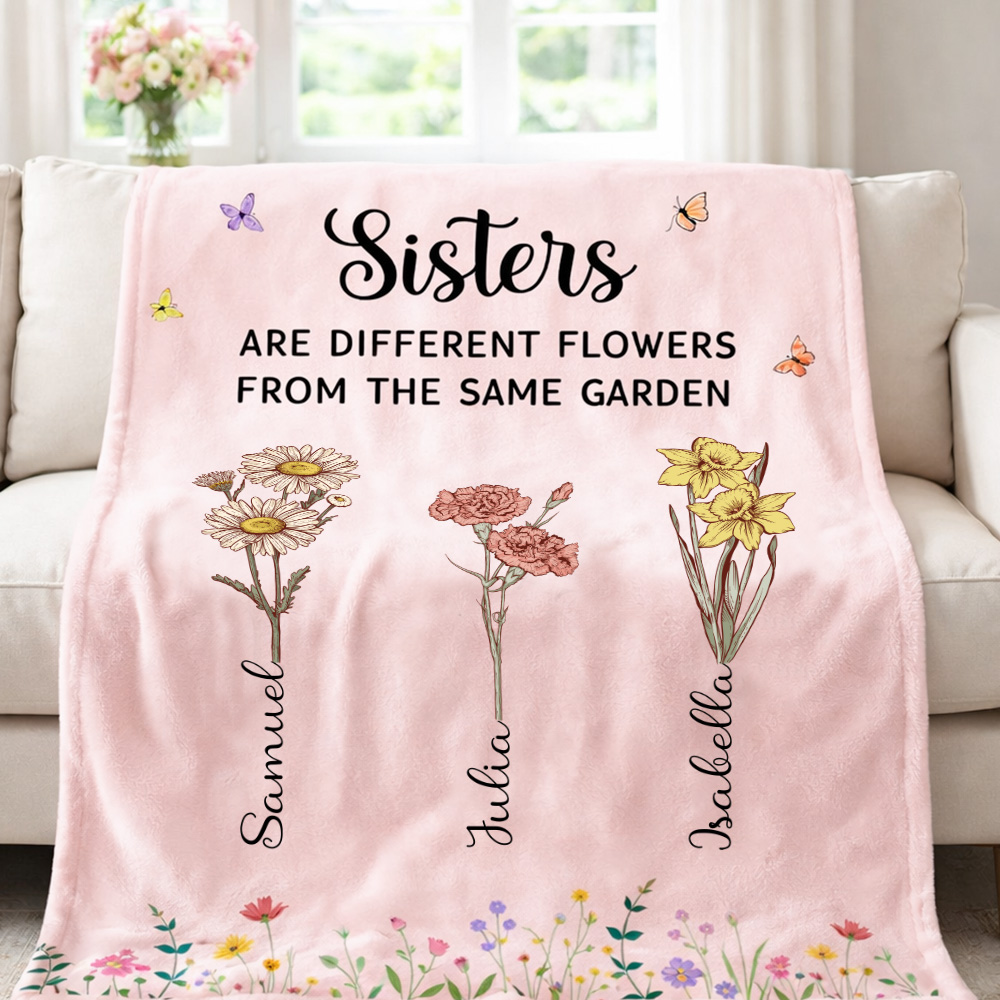 50%OFF⭐️Custom Sisters Month Birth Flower&Name Blanket