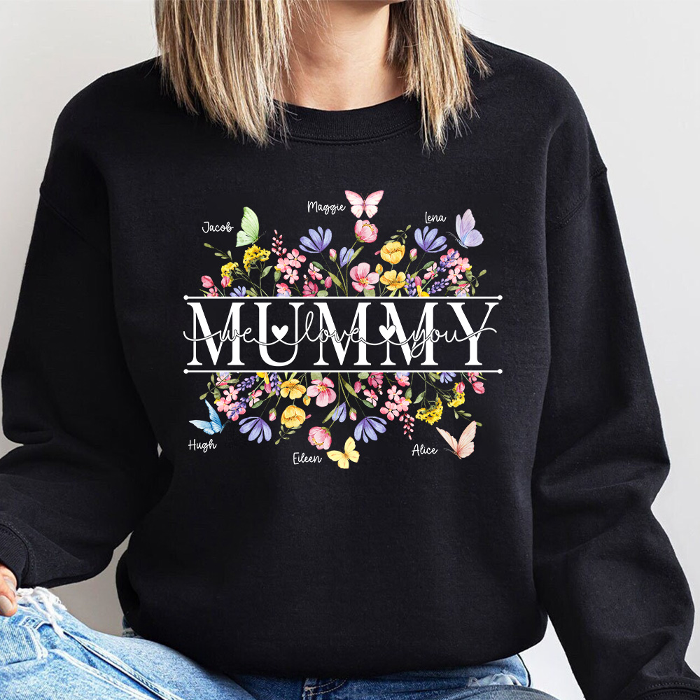 50% OFF🌟Custom Mummy with Kid Name Sweatshirt, Hoodie