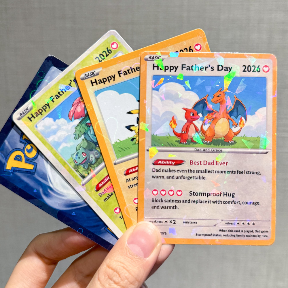 Custom "Best Dad Ever" Trading Card Pokecard  with Character