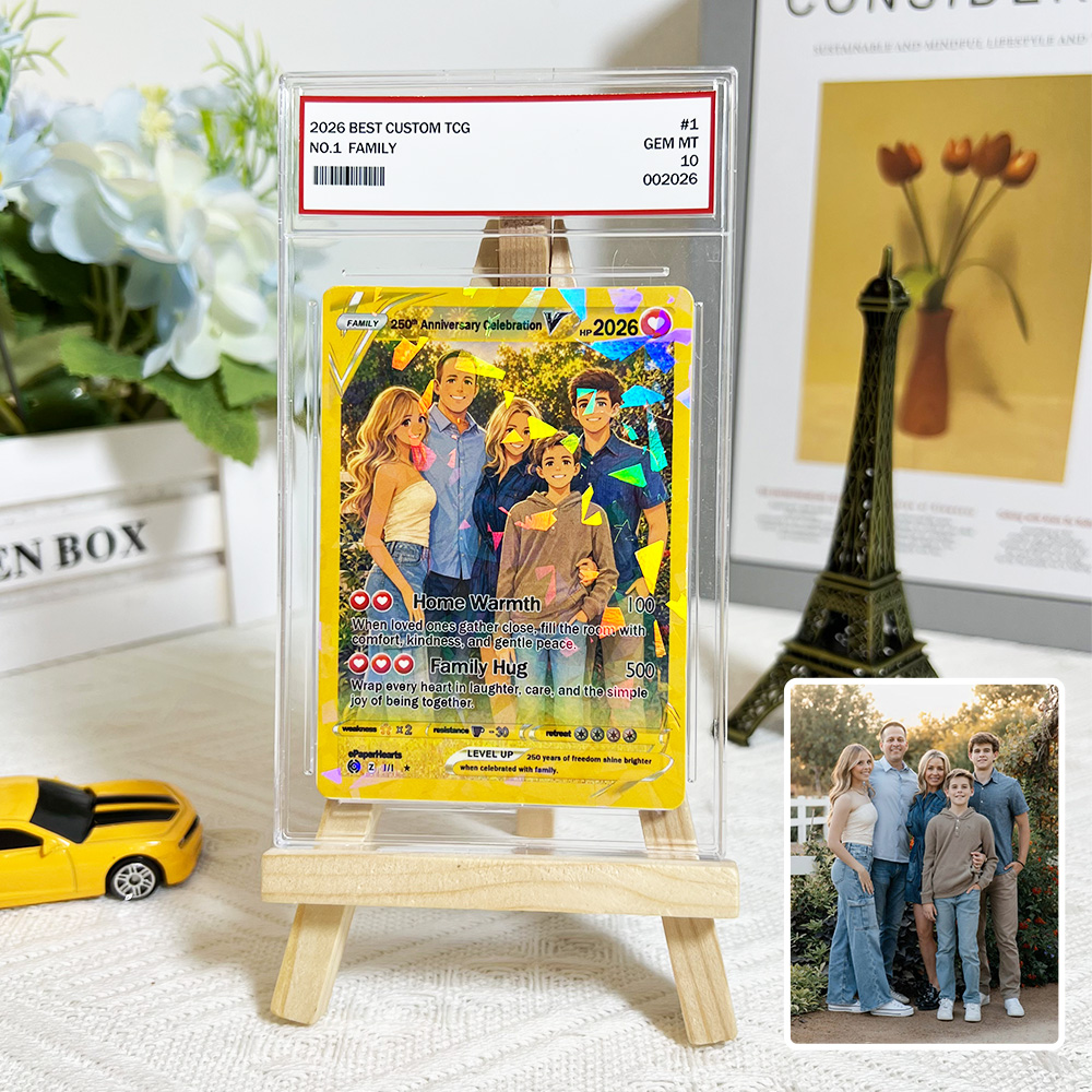 Custom 250th Anniversary V Pokecard Family Photo Anime Card