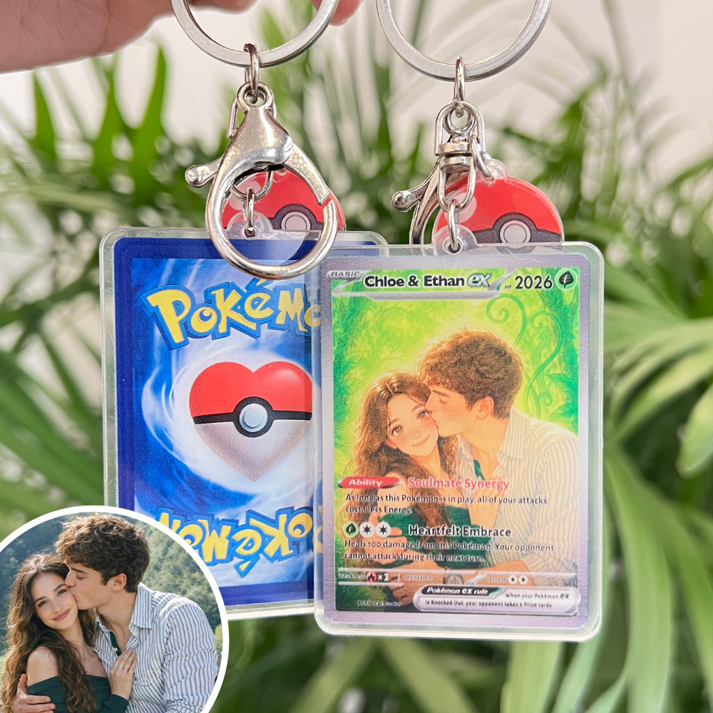 50% OFF💗Personalized Couple Photo Anime Art Card Pokecard Keychain