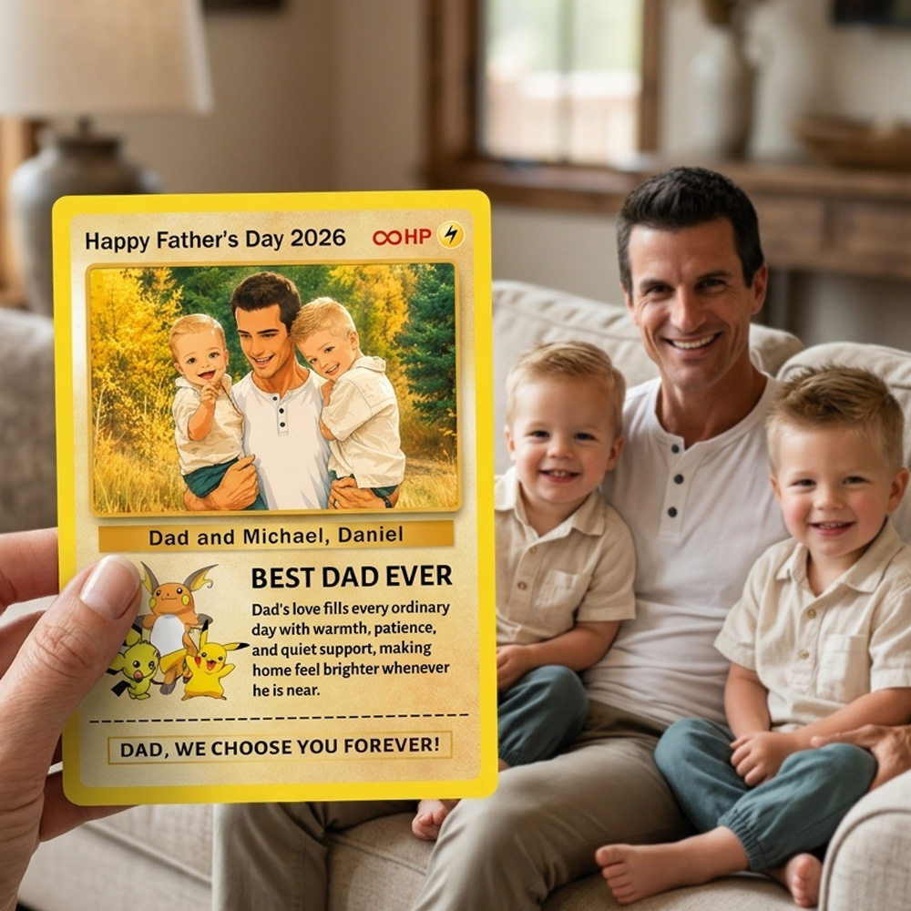 Custom Anime Photo & Sprite "Best Dad Ever" Base Set Card Pokecard
