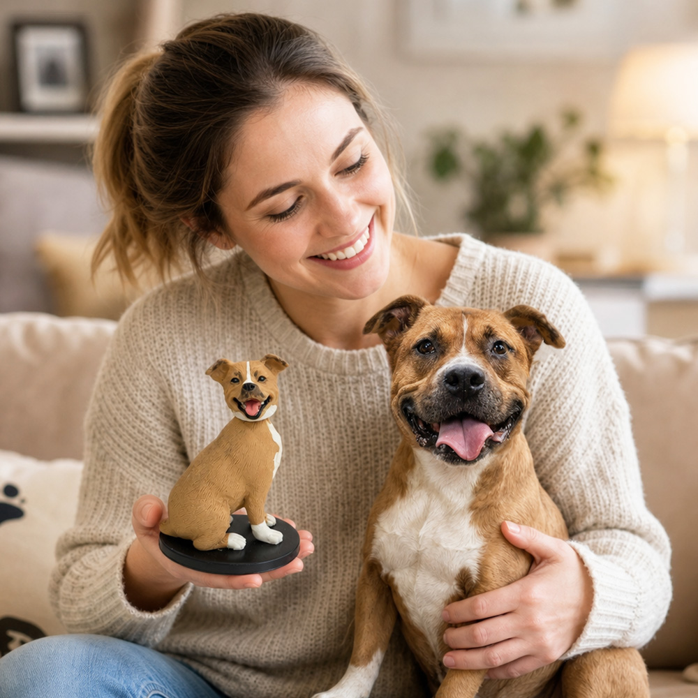 Custom 3D Mini Bobble Head Pet Figurine, Personalized Pet Minifigure from Photo