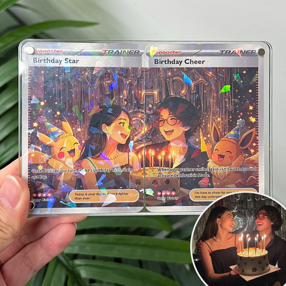 2-Card Set💕Personalized Couple Anime Supporter Trainer Connecting Art Card