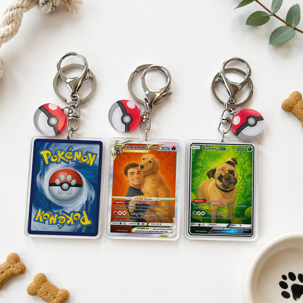 50% OFF🐶Personalized Pet Photo Anime Art Card Pokecard Keychain