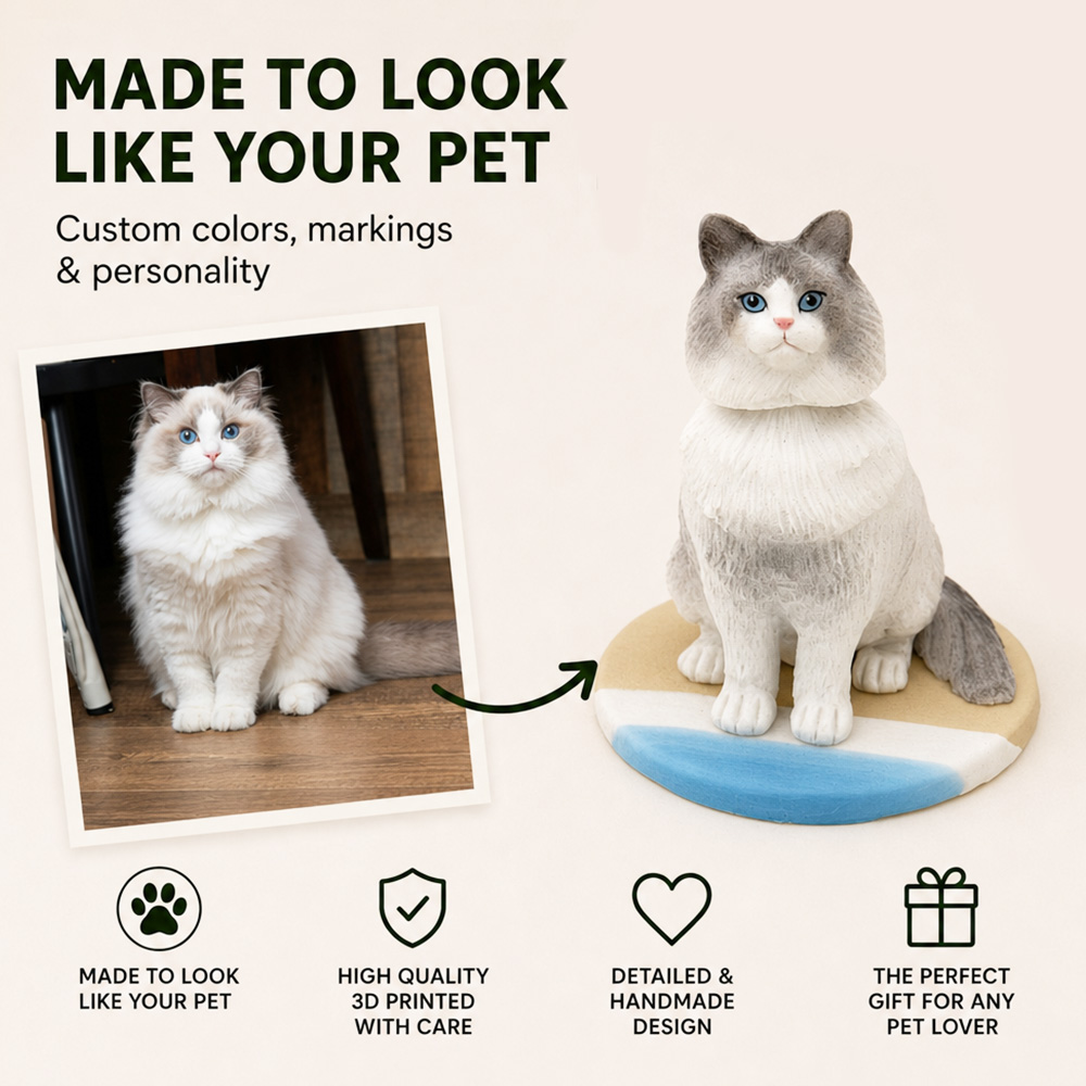 Custom 3D Mini Bobble Head Pet Figurine, Personalized Pet Minifigure from Photo