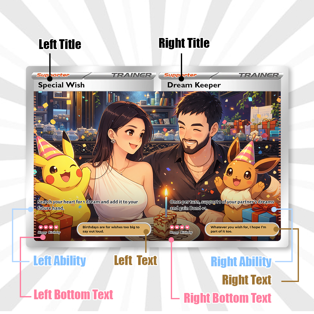 2-Card Set💕Personalized Couple Anime Supporter Trainer Connecting Art Card