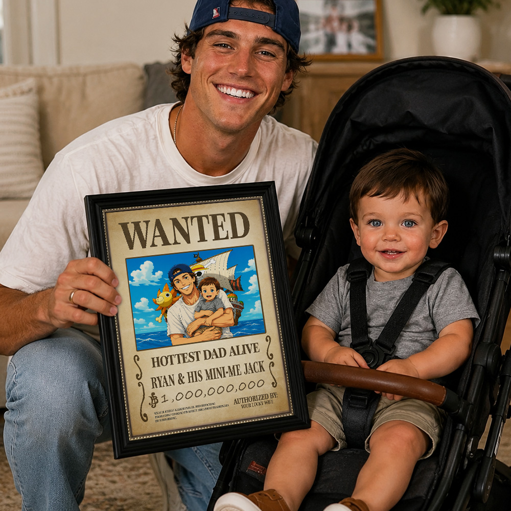 Custom Dad Anime Wanted Portrait, Pirate Theme Frame Gift⚓