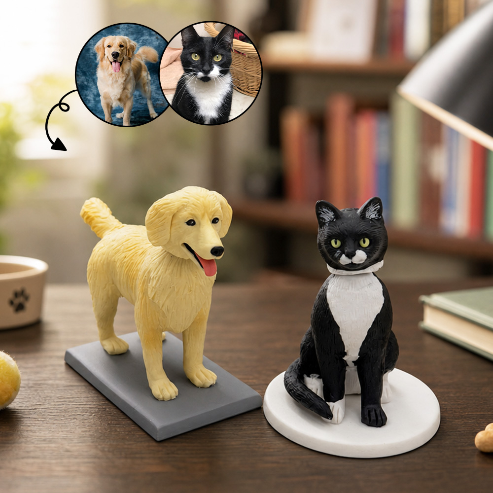 Custom 3D Mini Bobble Head Pet Figurine, Personalized Pet Minifigure from Photo