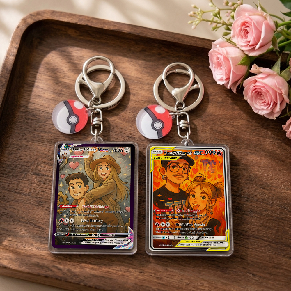 50% OFF💗Personalized Couple Photo Anime Art Card Pokecard Keychain