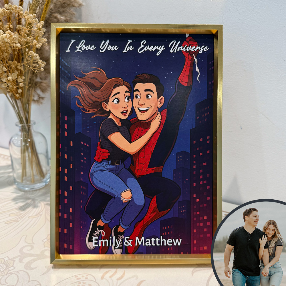 Custom Spider-Man Couple Portrait Wall Art, Superhero Couple Portrait🕸️