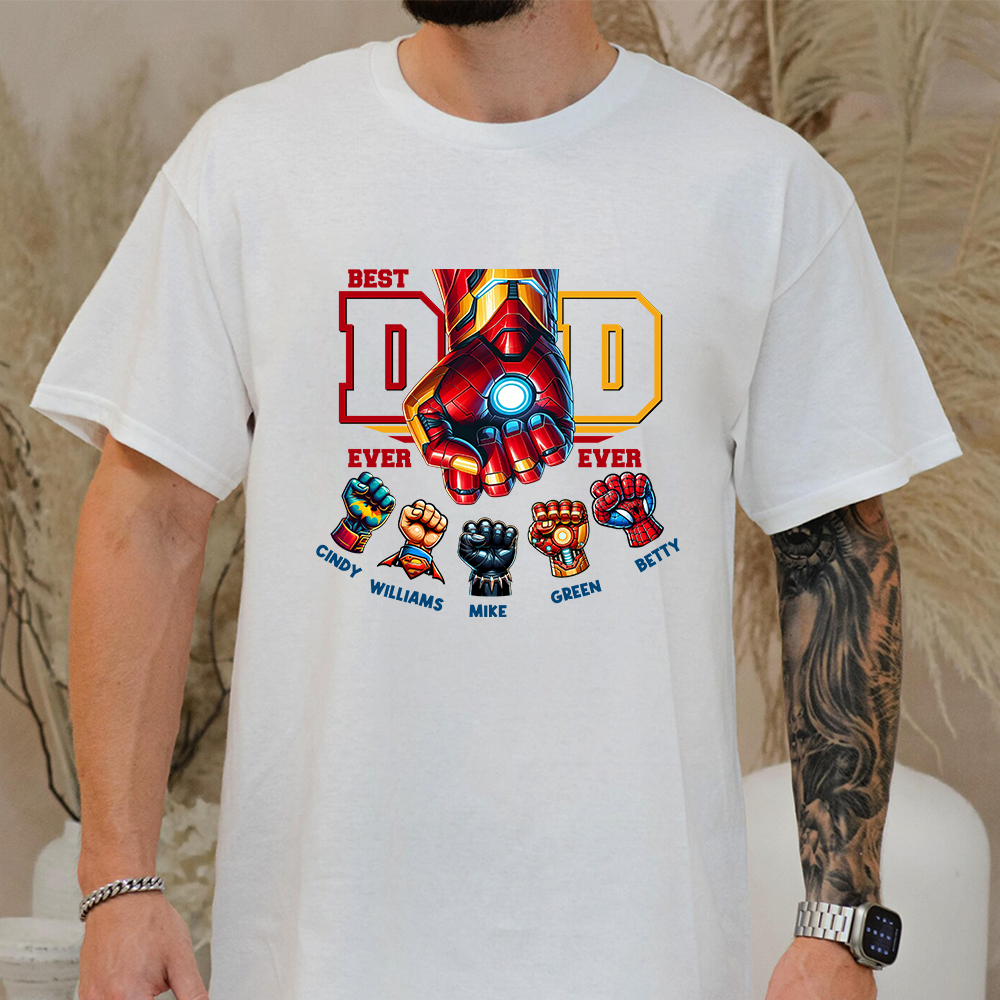 50% OFF😎Custom Superhero Fist Bump Best Dad Ever T-shirt/Crewneck/Hoodie