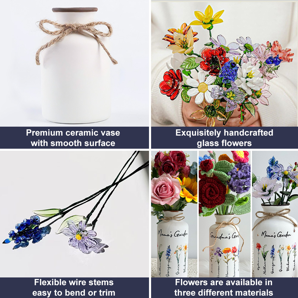 50%OFF⭐️Personalized Vase With Glass Birth Month Flowers