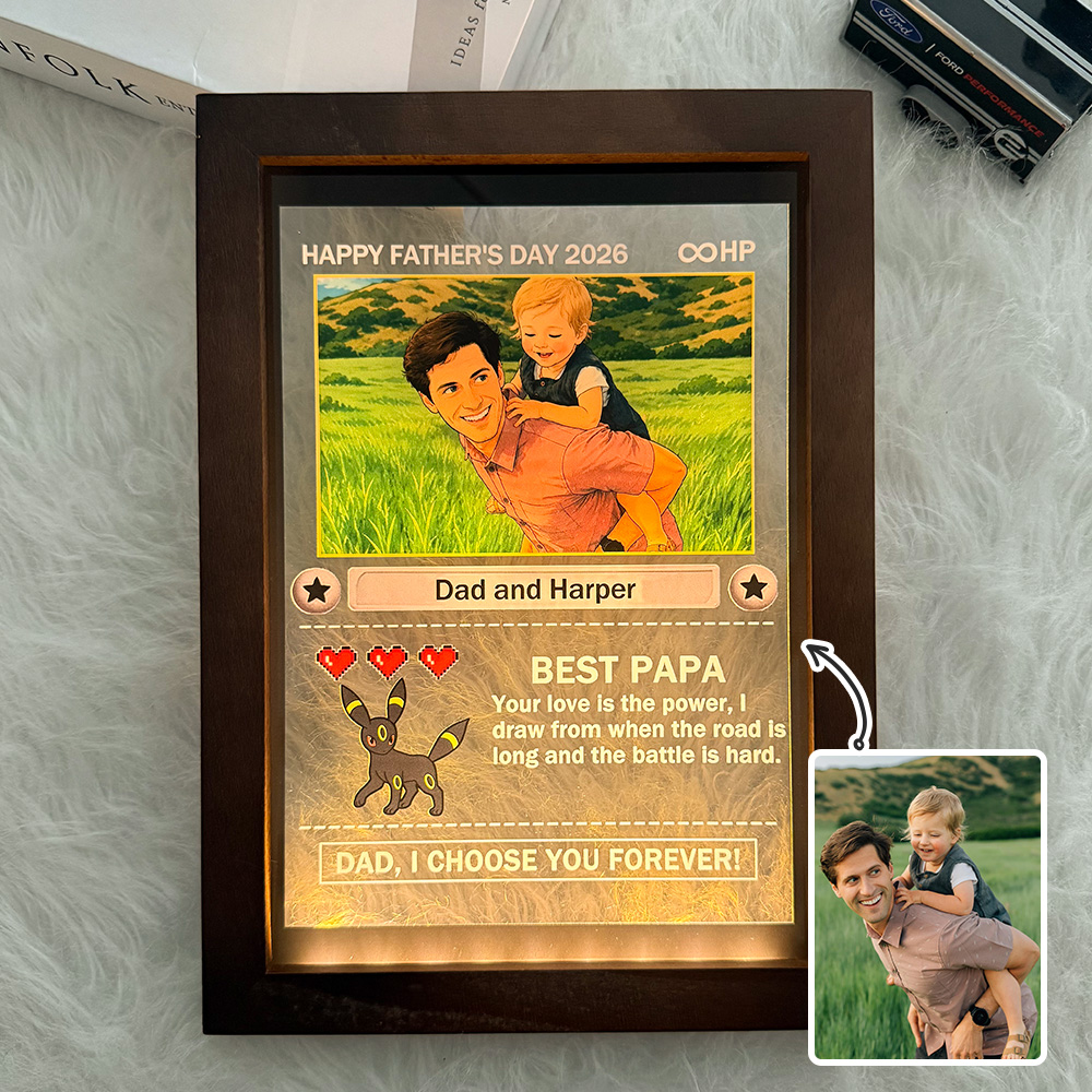 Custom Anime Photo "Best Dad Ever" Base Set Card Pokecard LED Night Light Frame