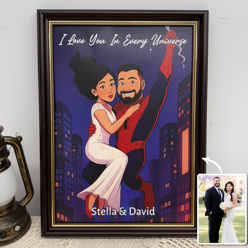 Custom Spider-Man Couple Portrait Wall Art, Superhero Couple Portrait🕸️