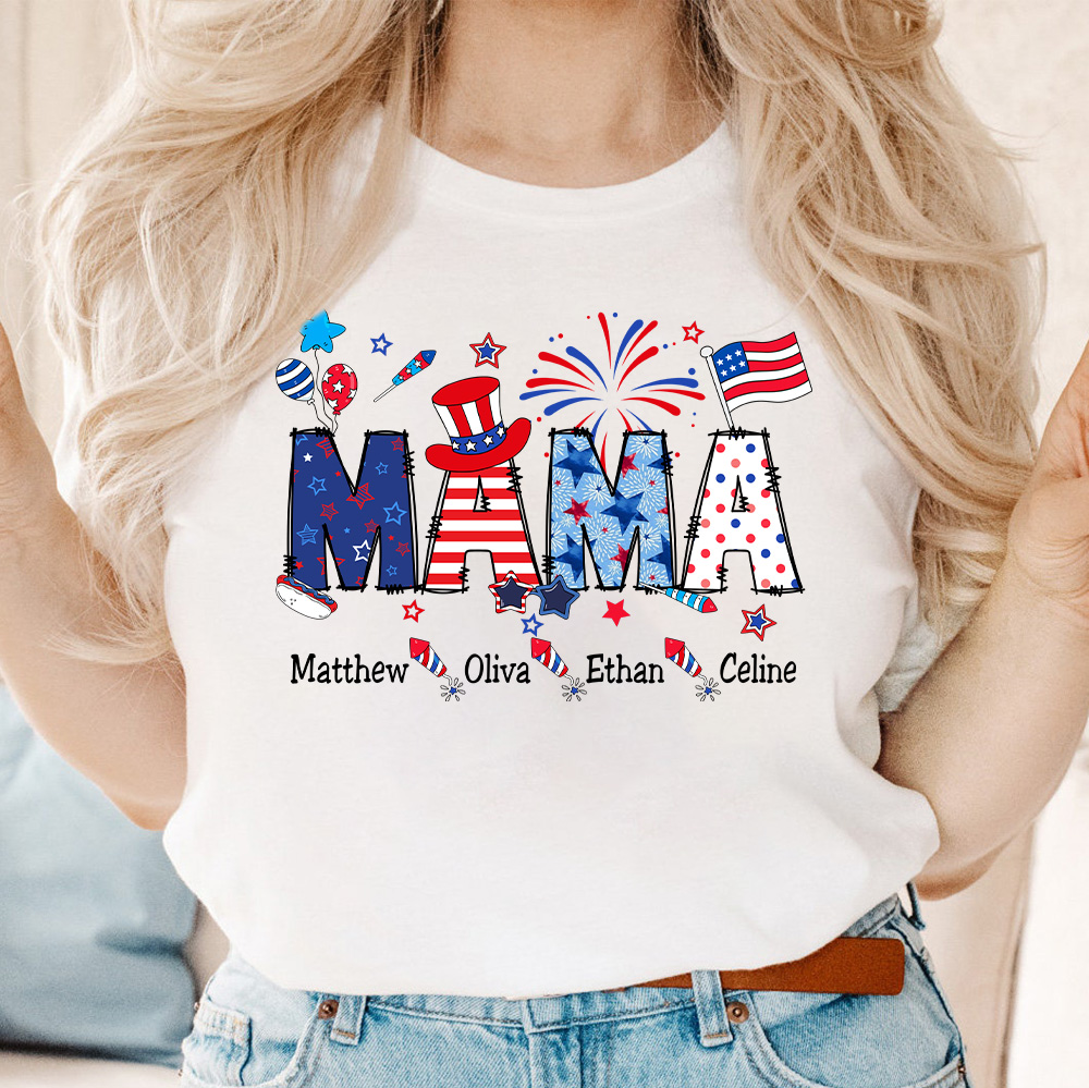Personalized Mama 4th Of July T-Shirt, Independence Day T-shirt