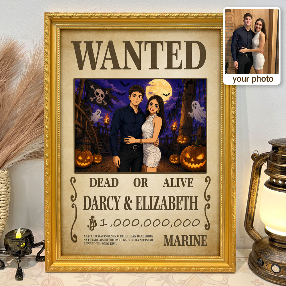 50%OFF⚓Custom Anime Wanted Couple Portrait, Pirate Theme Frame Gift