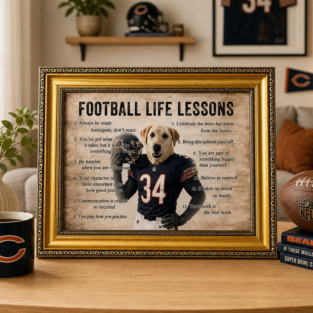 50%OFF🏈Custom Football Pet Portrait Frame, Football Life Lessons Canvas