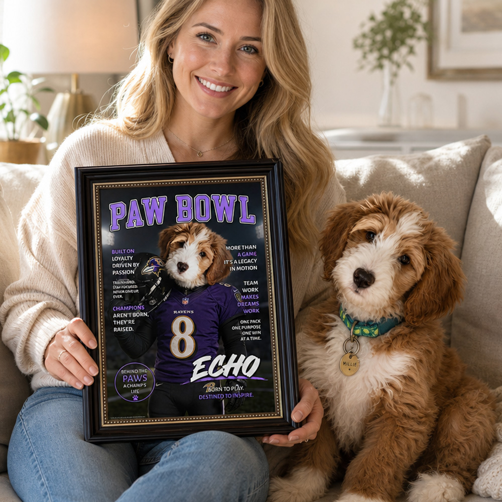 50%OFF🏈Custom PAW BOWL Pet Portrait American Football Frame