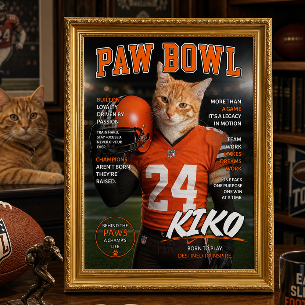 50%OFF🏈Custom PAW BOWL Pet Portrait American Football Frame