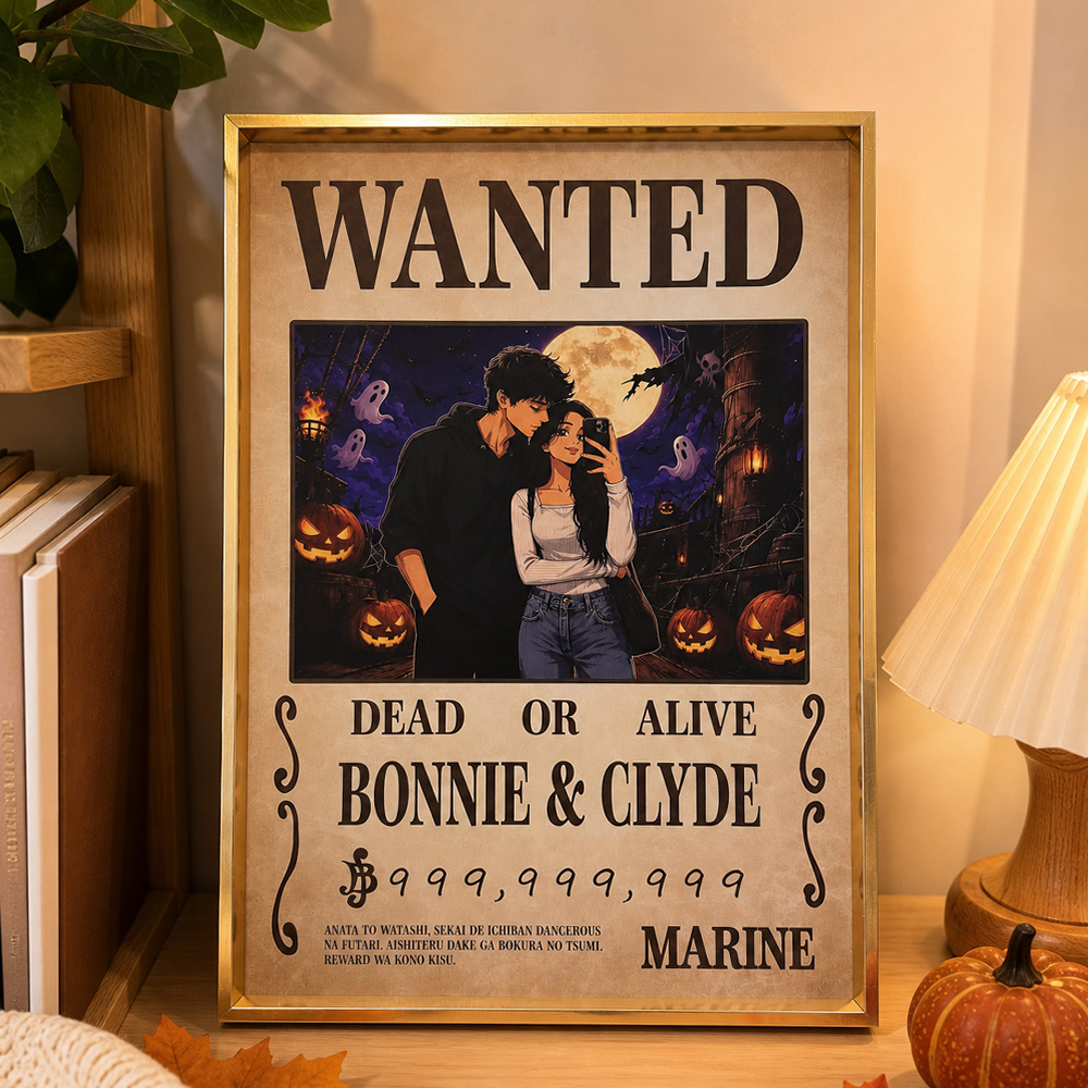 50%OFF⚓Custom Anime Wanted Couple Portrait, Pirate Theme Frame Gift