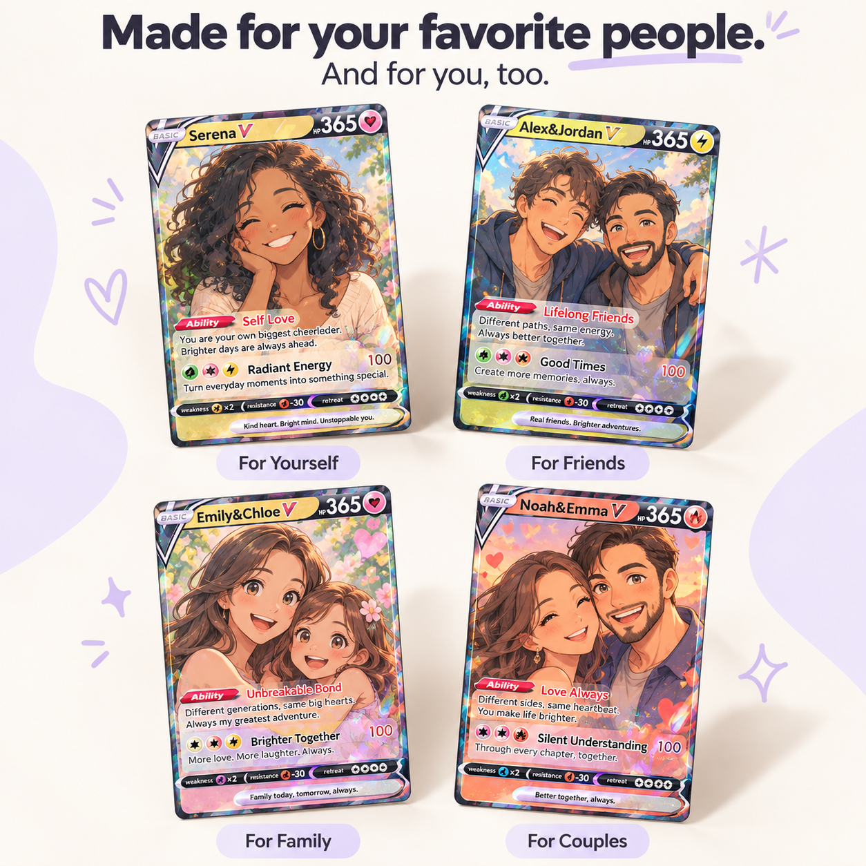 Personalized Anime Art Trading Card | Optional Acrylic Pendant