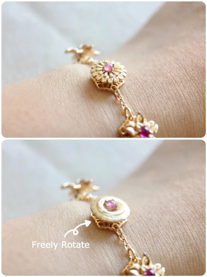 Personalized Birth Flower Fidget Spinner Bracelet With Birthstone For Mom & Grandma