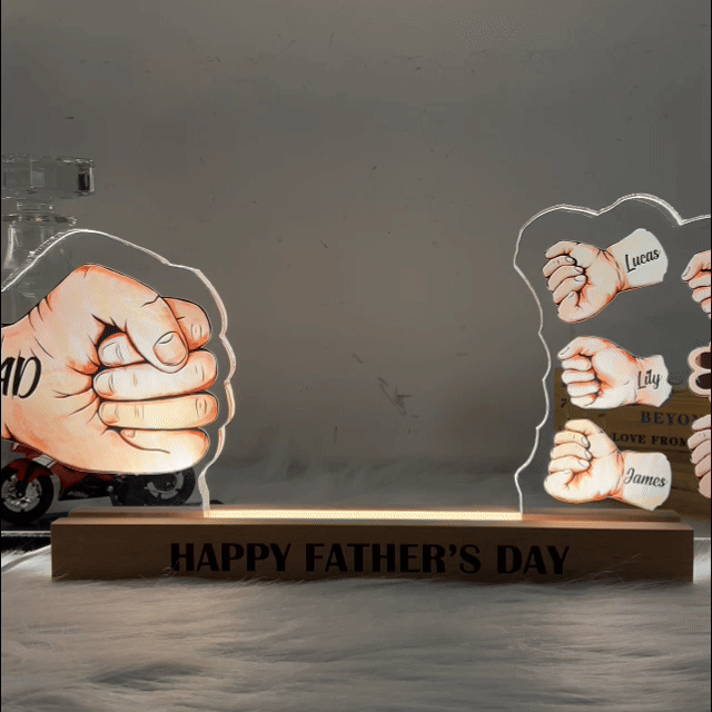 50%OFF ⭐️ Custom 3D 6mm Thick Fist Bump Best Dad Ever Night Light