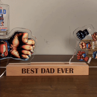 50%OFF ⭐️ Custom 3D 6mm Thick Superhero Fist Bump Best Dad Ever Night Light
