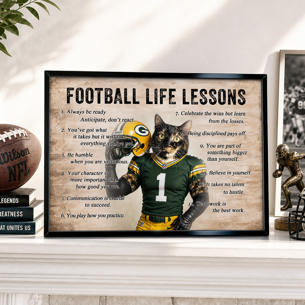 50%OFF🏈Custom Football Pet Portrait Frame, Football Life Lessons Canvas